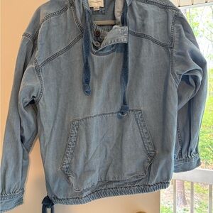 Blue Denim Pullover Hoodie